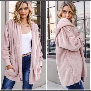 ⚡️FLASH SALE⚡️Mauve Plush Hooded Cardigan Sweater